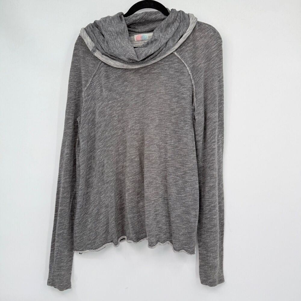 FP Beach Free People Cocoon Cowlβ Neck Top Women SM Gray Boho Hipster Gorpcore